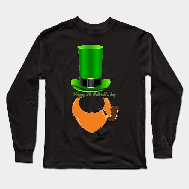 Brown beard st patricks day Long Sleeve T-Shirt by Mony Shop